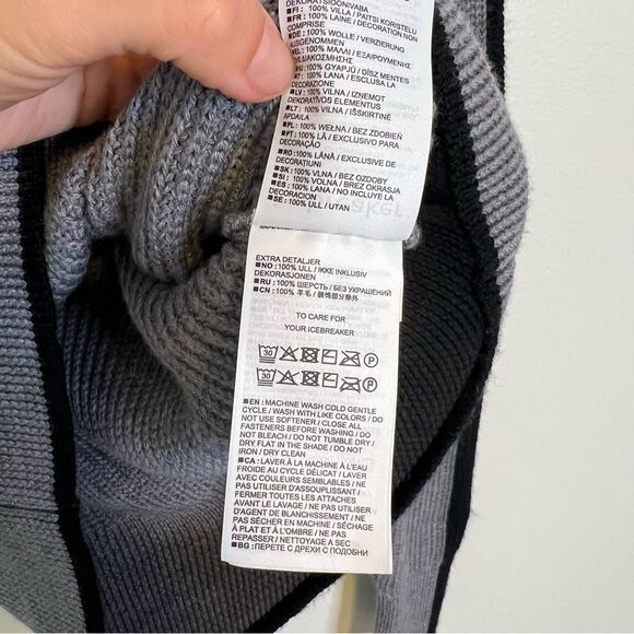 Icebreaker 1/2 Zip Merino Wool Lodge Sweater Womens Medium Grey Ribbed Knit - Picture 10 of 10